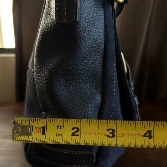 NWT Tignanello Midnight Blue Genuine Leather/Suede Messenger Crossbody Bag - Picture 7 of 16